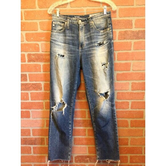 AG Adriano Goldschmied jeans 27 Phoebe high waist distressed destroyed raw hem - Picture 1 of 12